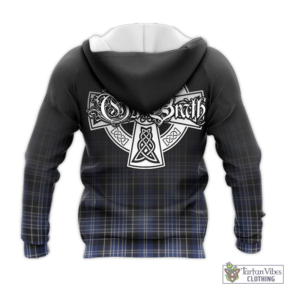 Tartan Vibes Clothing Clark Tartan Knitted Hoodie Featuring Alba Gu Brath Family Crest Celtic Inspired