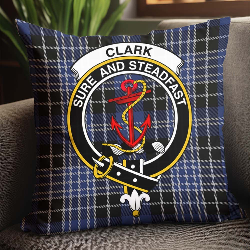 Clark Tartan Pillow Cover with Family Crest - Tartanvibesclothing