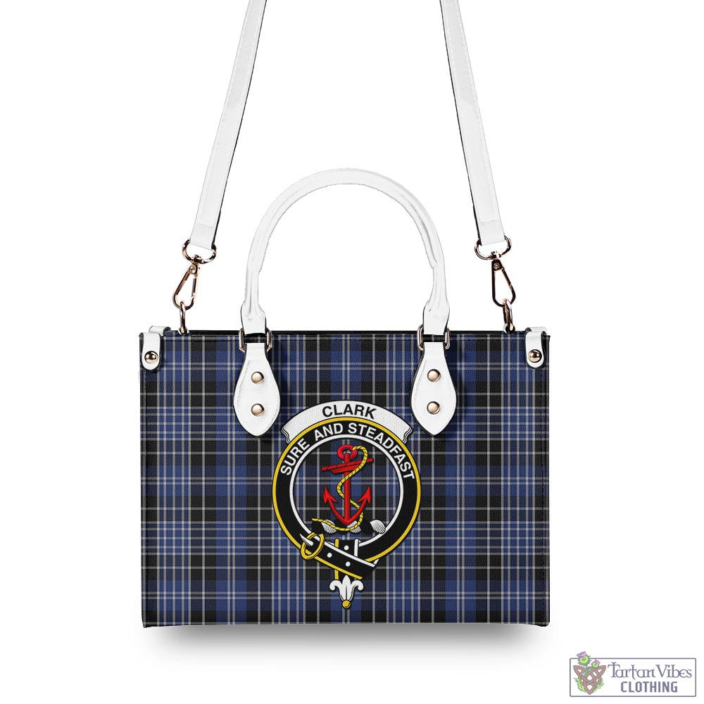 Tartan Vibes Clothing Clark Tartan Luxury Leather Handbags with Family Crest