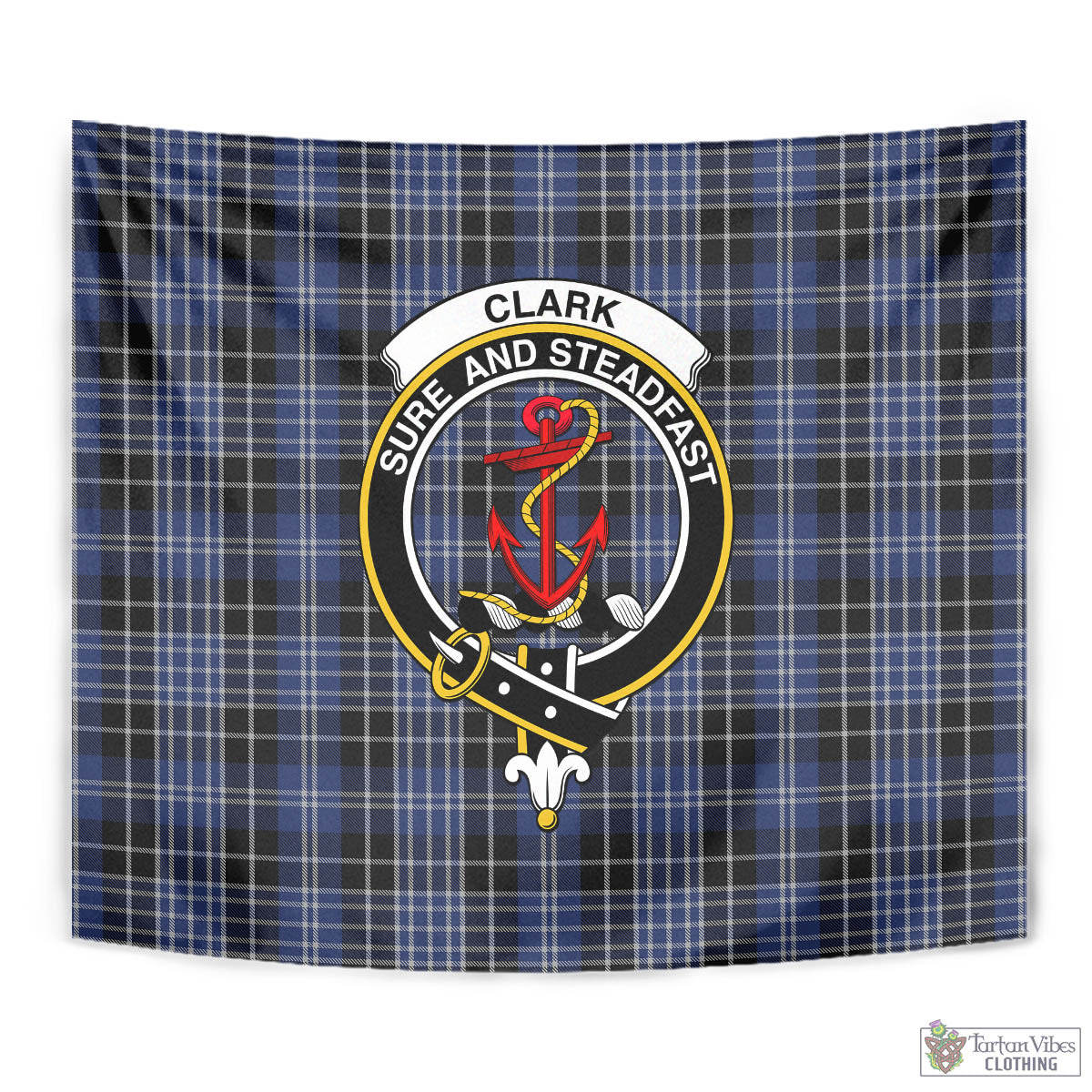 Tartan Vibes Clothing Clark Tartan Tapestry Wall Hanging and Home Decor for Room with Family Crest