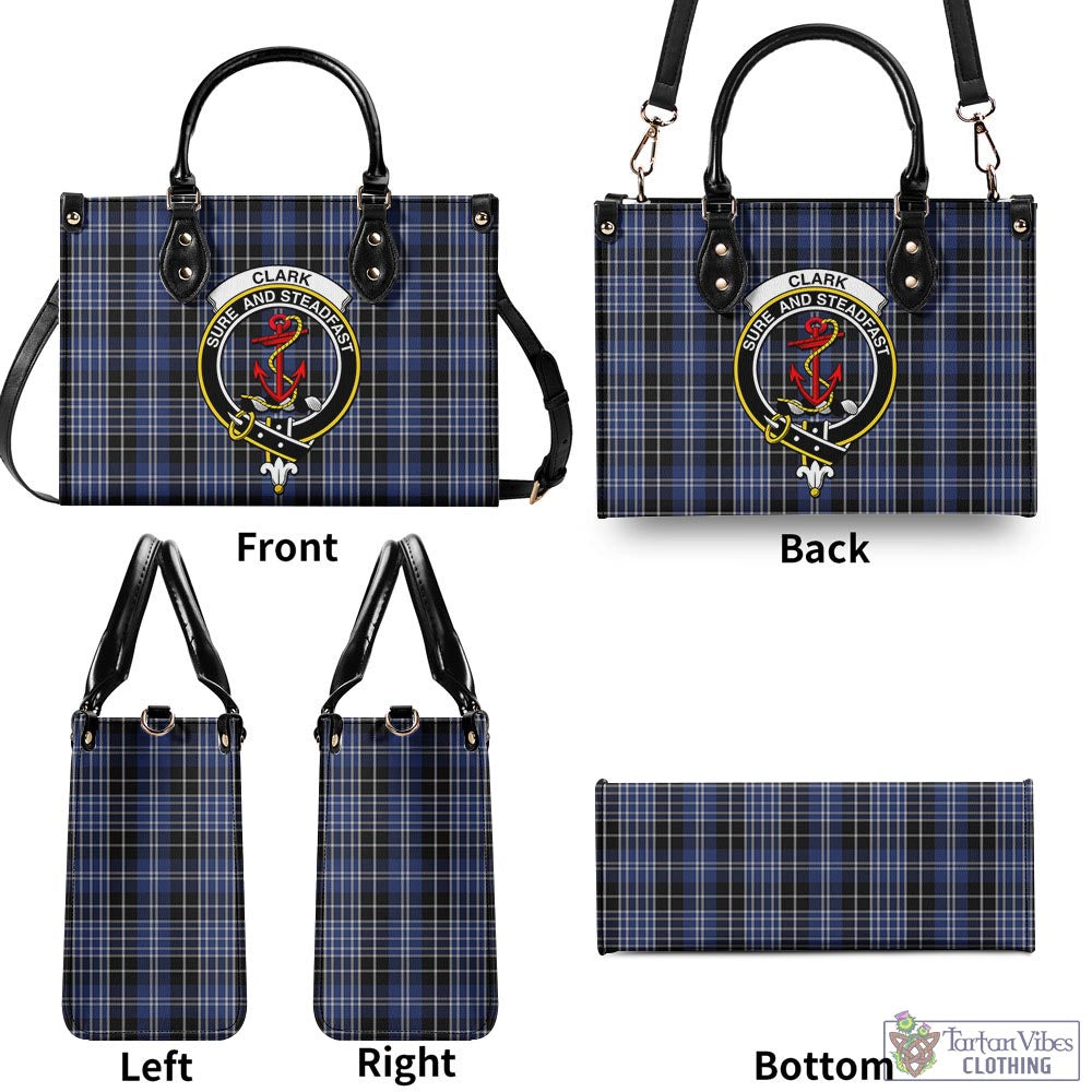 Tartan Vibes Clothing Clark Tartan Luxury Leather Handbags with Family Crest