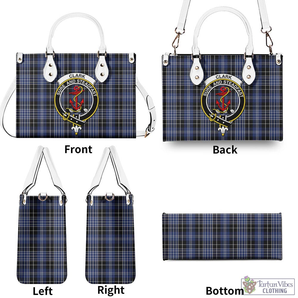 Tartan Vibes Clothing Clark Tartan Luxury Leather Handbags with Family Crest