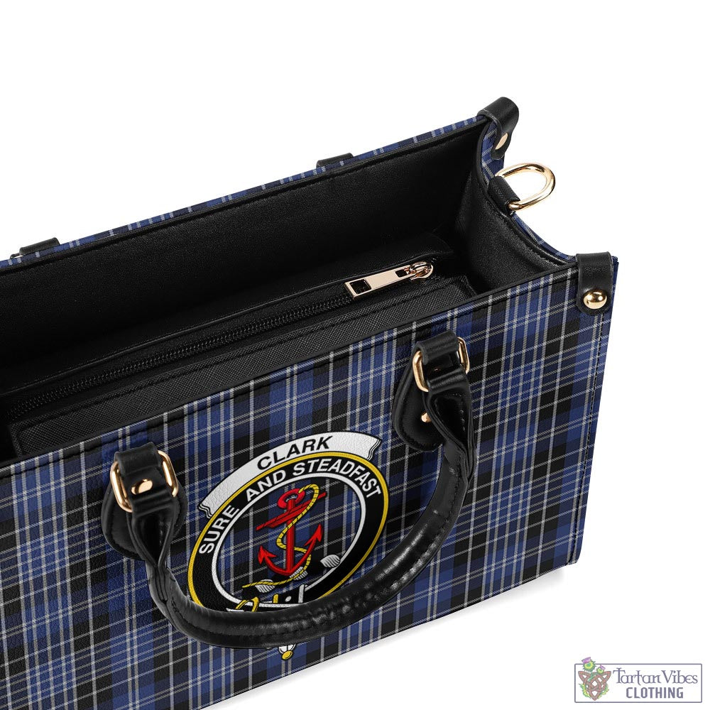 Tartan Vibes Clothing Clark Tartan Luxury Leather Handbags with Family Crest