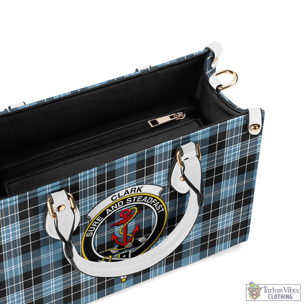 Tartan Vibes Clothing Clark Ancient Tartan Luxury Leather Handbags with Family Crest