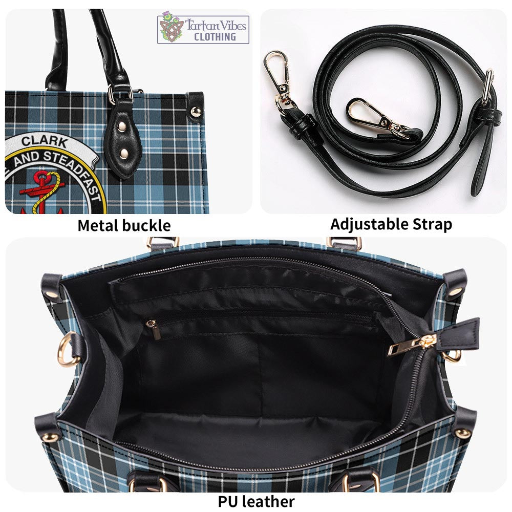 Tartan Vibes Clothing Clark Ancient Tartan Luxury Leather Handbags with Family Crest