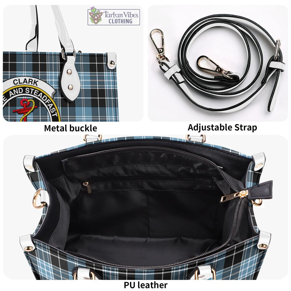 Tartan Vibes Clothing Clark Ancient Tartan Luxury Leather Handbags with Family Crest