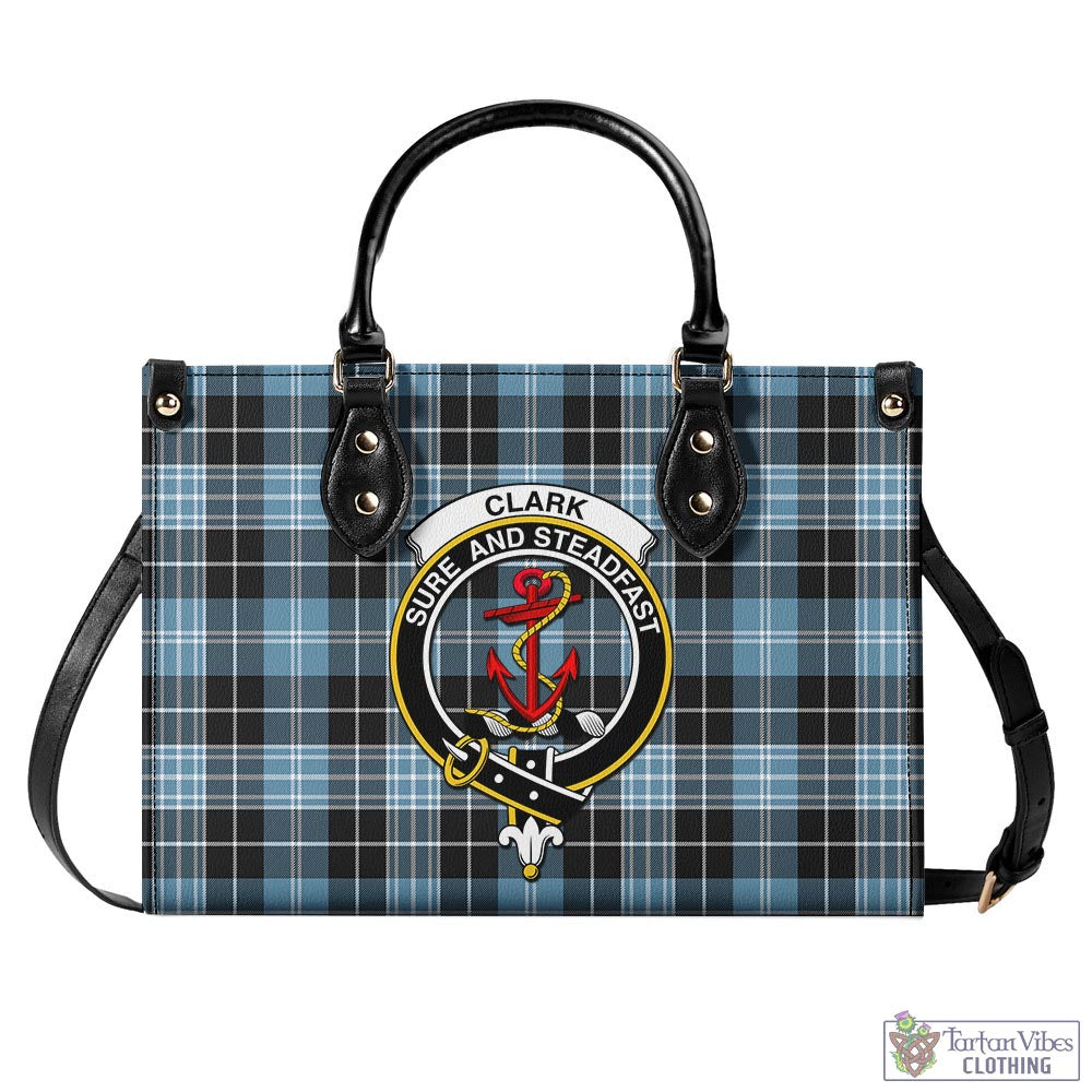 Tartan Vibes Clothing Clark Ancient Tartan Luxury Leather Handbags with Family Crest