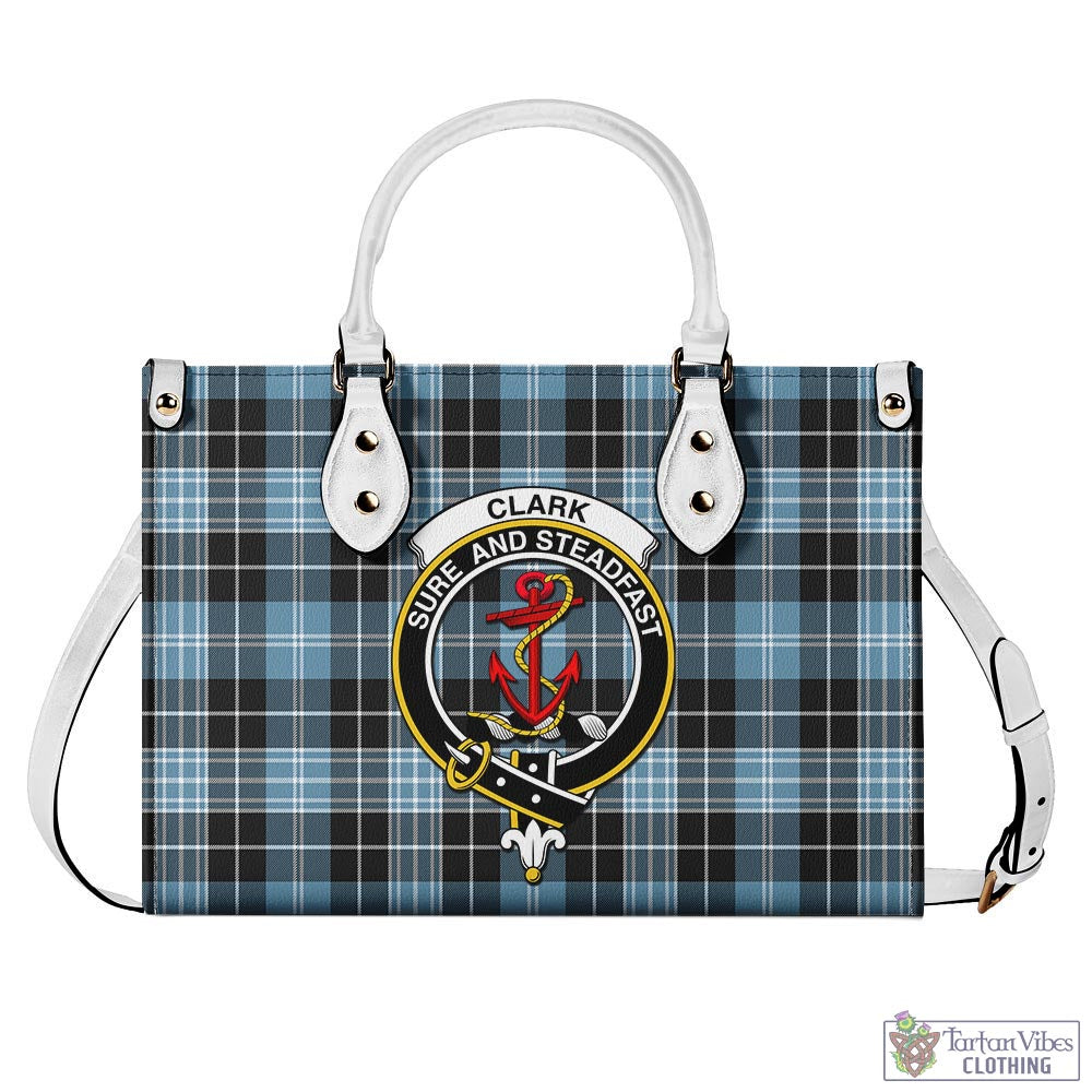 Tartan Vibes Clothing Clark Ancient Tartan Luxury Leather Handbags with Family Crest