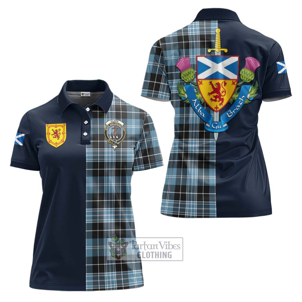 Tartan Vibes Clothing Clark Ancient Tartan Women's Polo Shirt with Scottish Lion Royal Arm Half Style