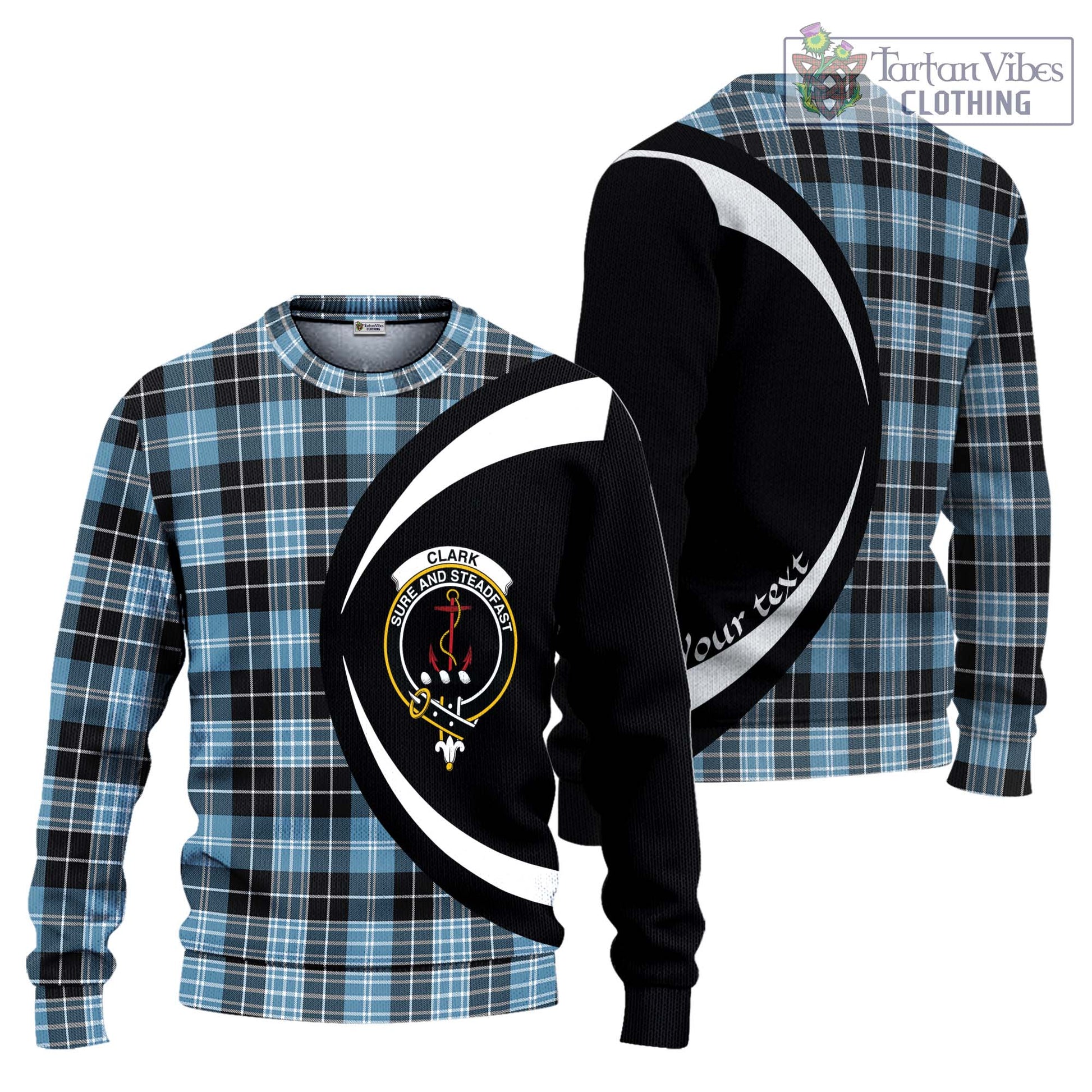 Clark Ancient Tartan Ugly Sweater with Family Crest Circle Style Unisex - Tartan Vibes Clothing