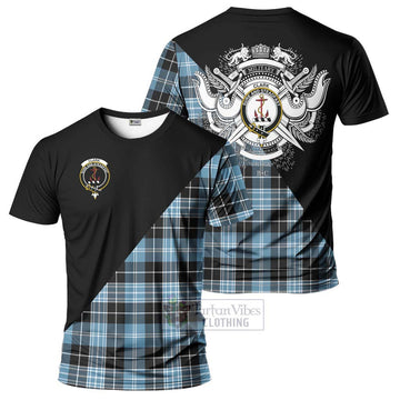 Clark Ancient Tartan T-Shirt with Family Crest and Military Logo Style