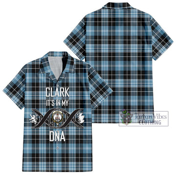 Clark Ancient Tartan Short Sleeve Button Shirt with Family Crest DNA In Me Style