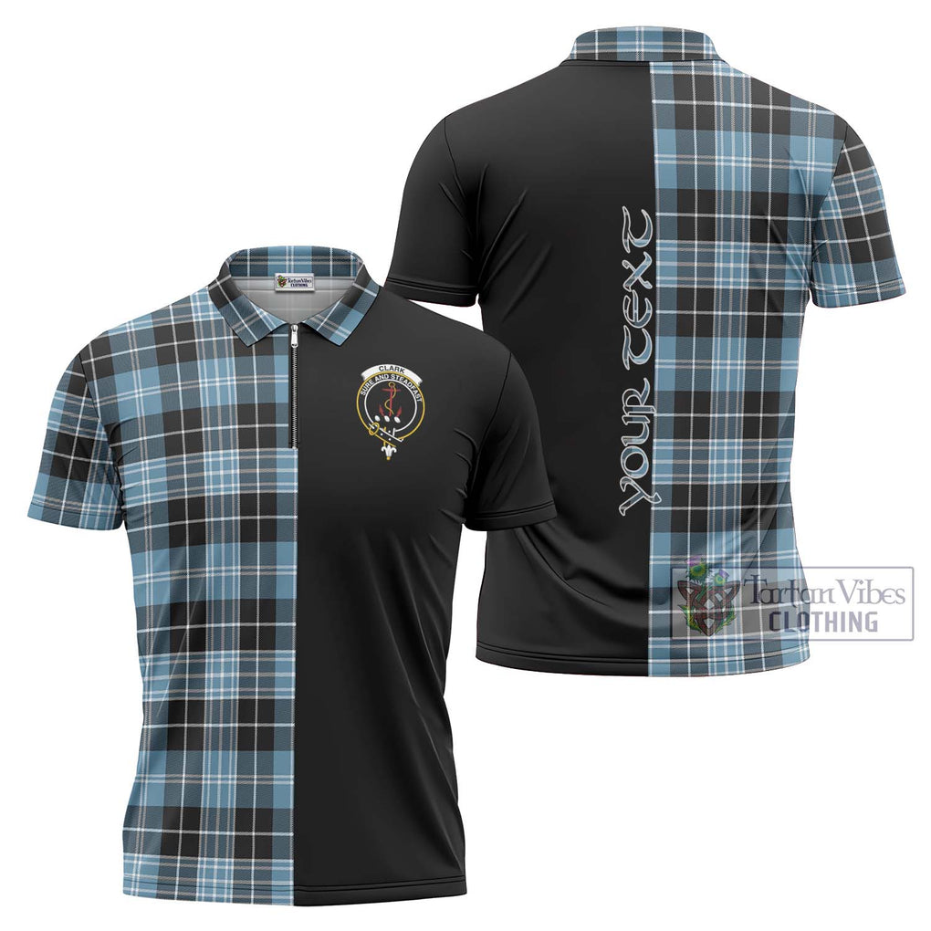 Clark Ancient Tartan Zipper Polo Shirt with Family Crest and Half Of Me Style Unisex - Tartanvibesclothing Shop