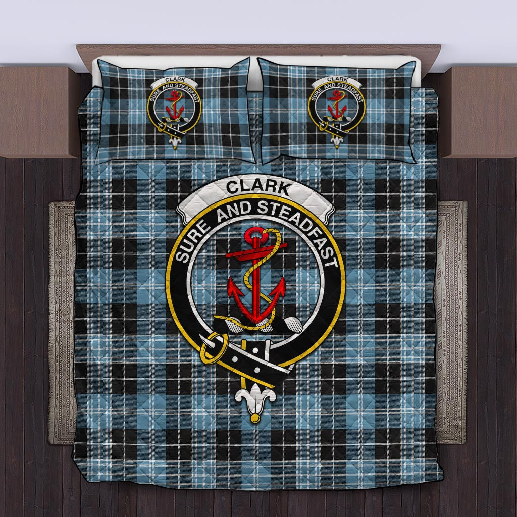 Clark Ancient Tartan Quilt Bed Set with Family Crest Twin - Tartan Vibes Clothing