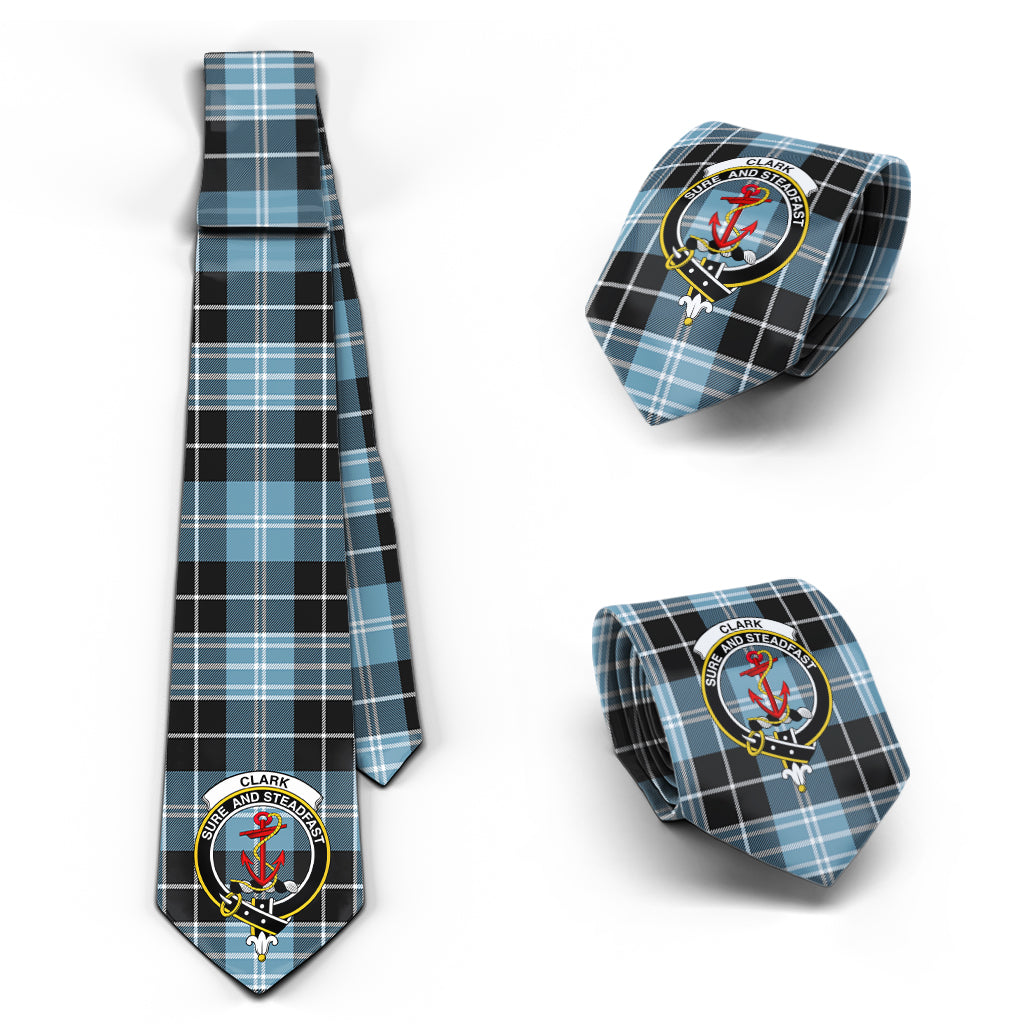 Clark Ancient Tartan Classic Necktie with Family Crest Necktie One Size - Tartan Vibes Clothing