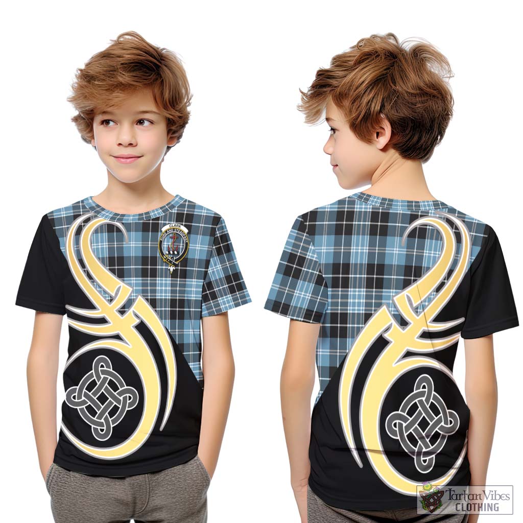 Clark Ancient Tartan Kid T-Shirt with Family Crest and Celtic Symbol Style Youth XL Size14 - Tartan Vibes Clothing