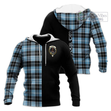 Clark Ancient Tartan Knitted Hoodie with Family Crest and Half Of Me Style