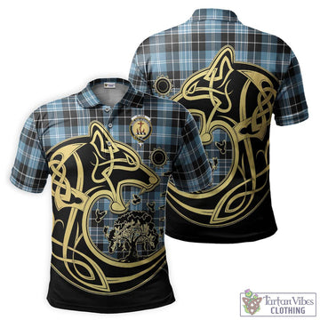 Clark Ancient Tartan Polo Shirt with Family Crest Celtic Wolf Style