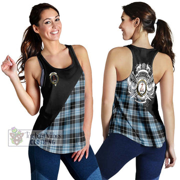 Clark Ancient Tartan Women's Racerback Tanks with Family Crest and Military Logo Style