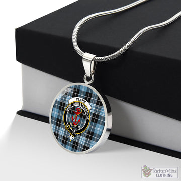 Clark Ancient Tartan Circle Necklace with Family Crest