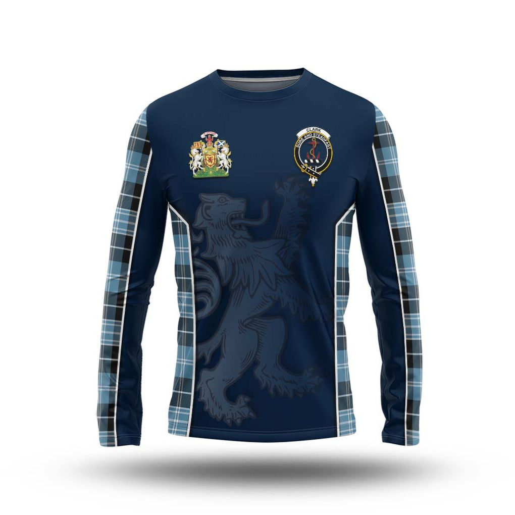 Clark Ancient Tartan Long Sleeve T-Shirt with Family Crest and Lion Rampant Vibes Sport Style Unisex - Tartan Vibes Clothing