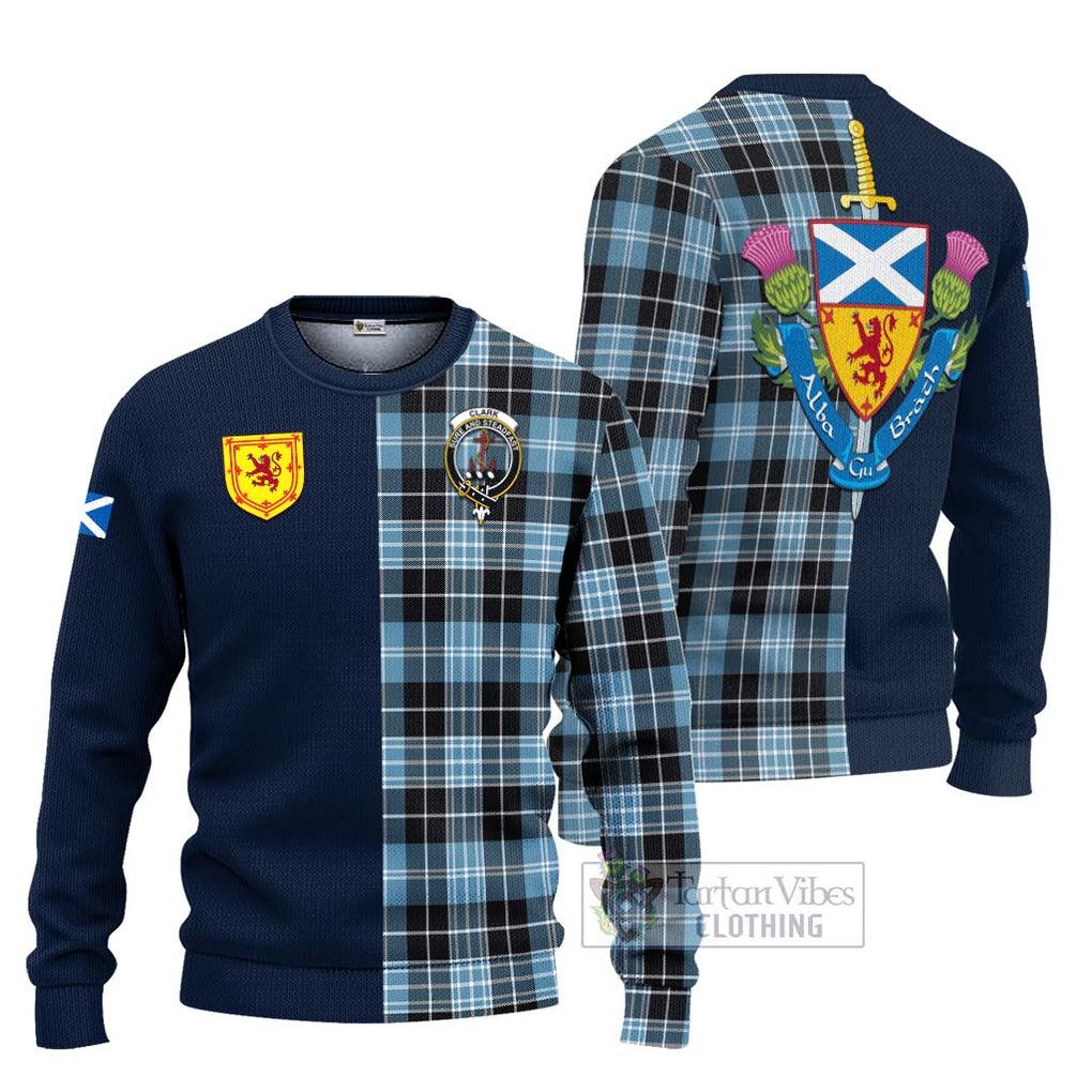 Tartan Vibes Clothing Clark Ancient Tartan Knitted Sweater with Scottish Lion Royal Arm Half Style