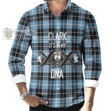 Clark Ancient Tartan Long Sleeve Button Shirt with Family Crest DNA In Me Style