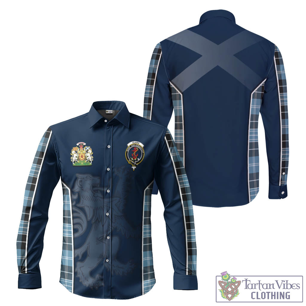 Tartan Vibes Clothing Clark Ancient Tartan Long Sleeve Button Up Shirt with Family Crest and Lion Rampant Vibes Sport Style