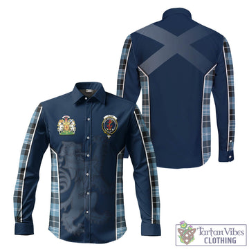 Clark Ancient Tartan Long Sleeve Button Up Shirt with Family Crest and Lion Rampant Vibes Sport Style