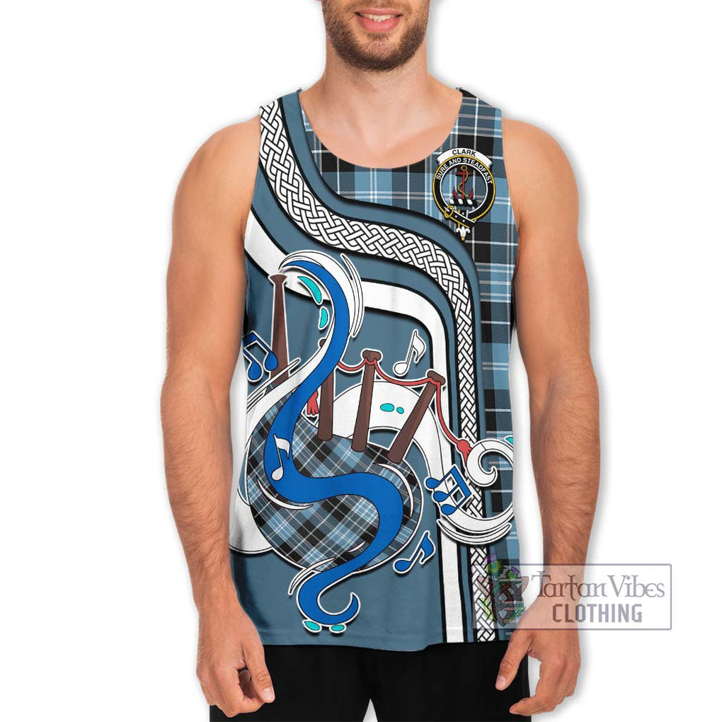 Clark Ancient Tartan Men's Tank Top with Epic Bagpipe Style Men - Tartanvibesclothing Shop