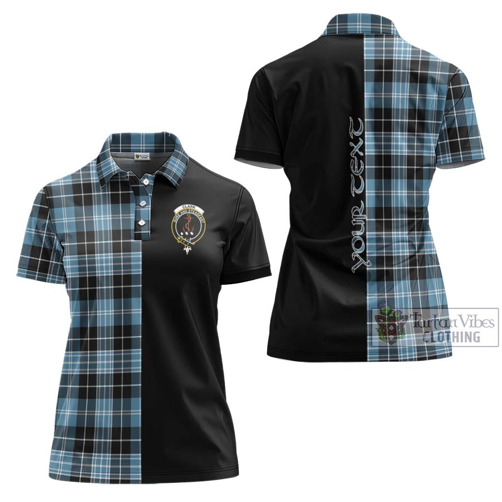 Clark Ancient Tartan Women's Polo Shirt with Family Crest and Half Of Me Style Women - Tartanvibesclothing Shop