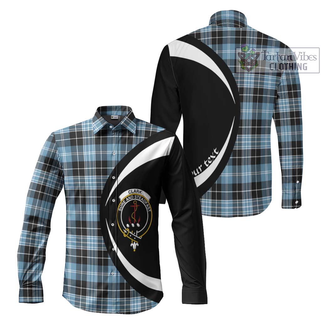 Clark Ancient Tartan Long Sleeve Button Up with Family Crest Circle Style Men's Shirt S - Tartan Vibes Clothing