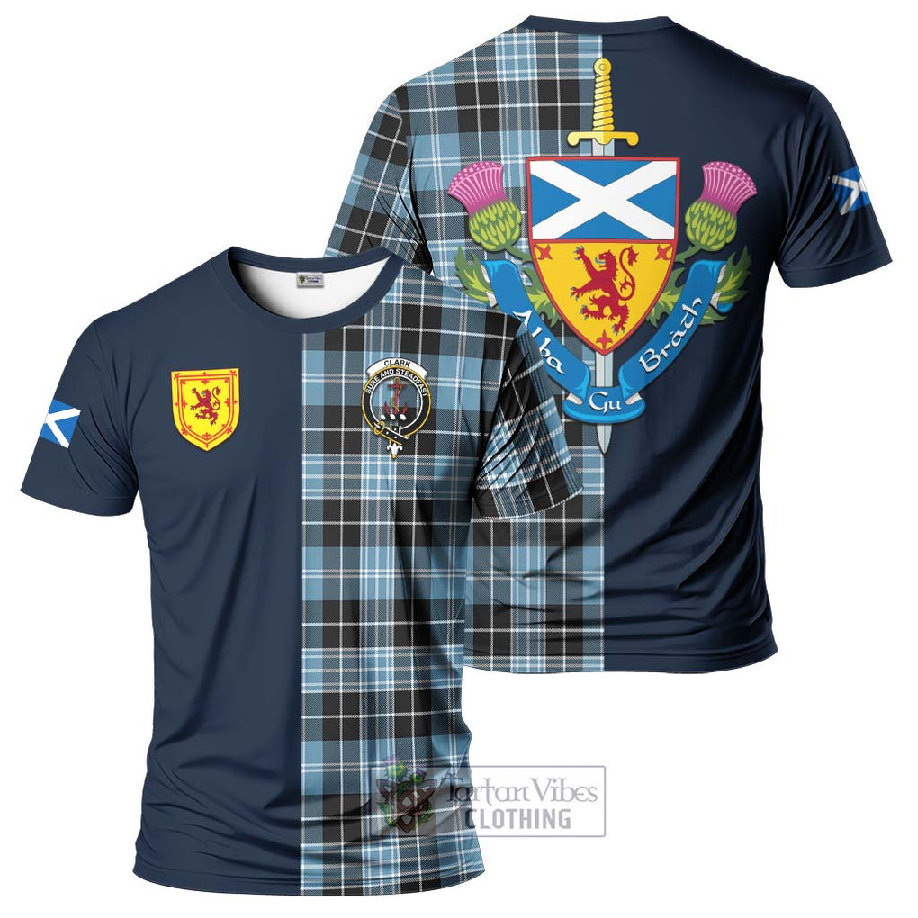 Tartan Vibes Clothing Clark Ancient Tartan T-Shirt Alba with Scottish Lion Royal Arm Half Style