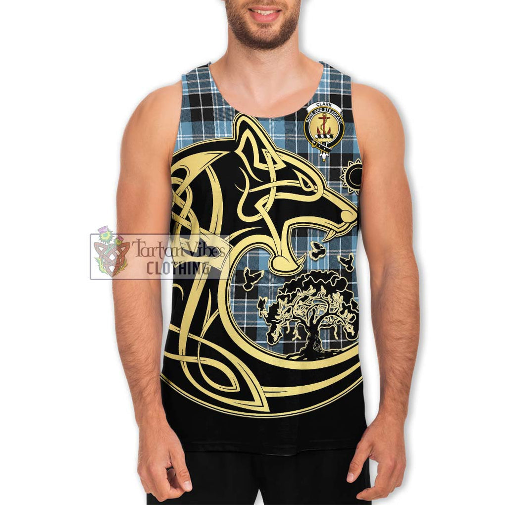 Clark Ancient Tartan Men's Tank Top with Family Crest Celtic Wolf Style Men - Tartan Vibes Clothing