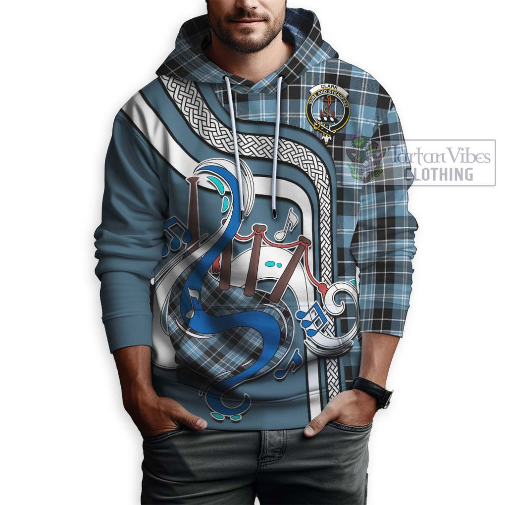 Clark Ancient Tartan Hoodie with Epic Bagpipe Style Zip Hoodie - Tartanvibesclothing Shop