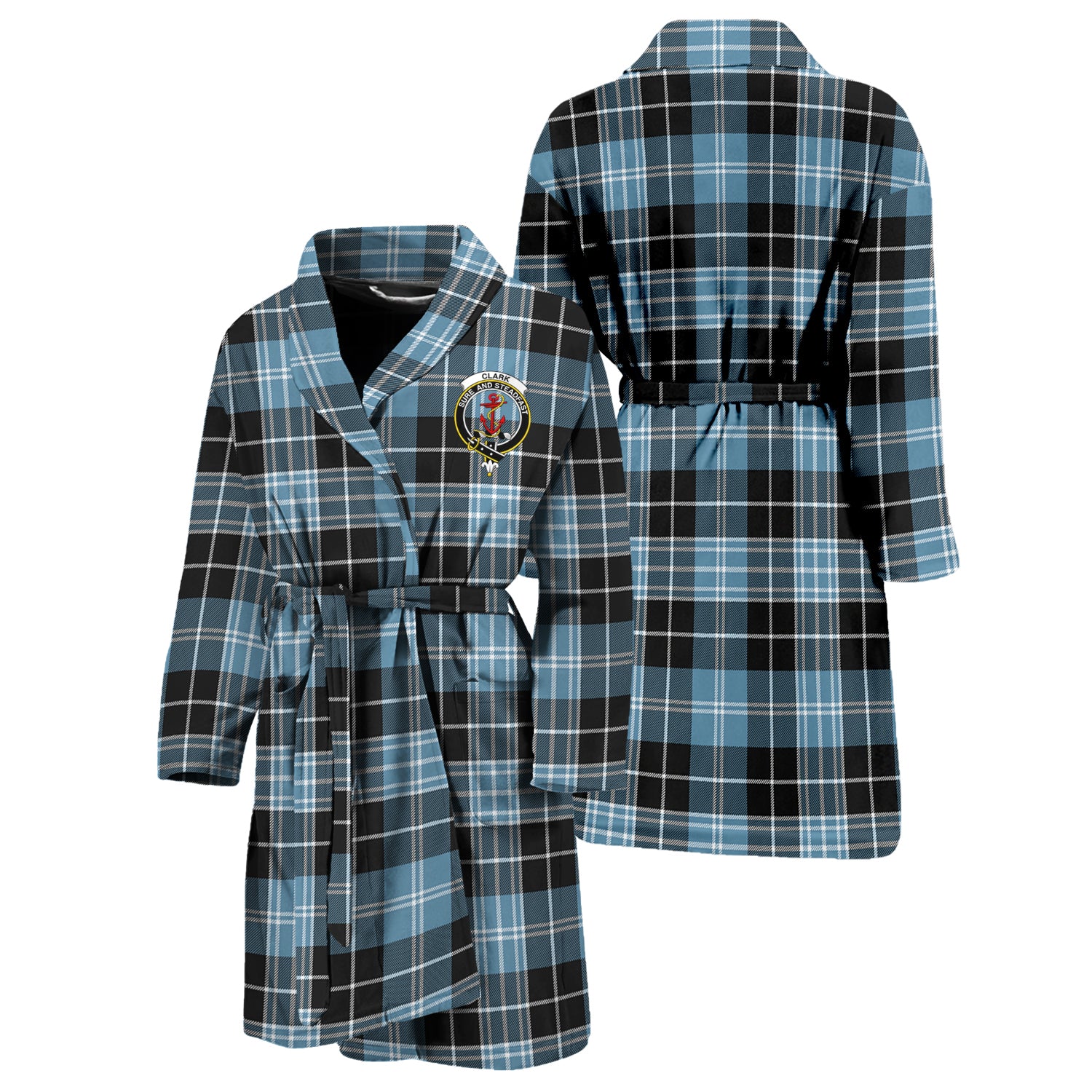 Clark Ancient Tartan Bathrobe with Family Crest Unisex S - Tartan Vibes Clothing