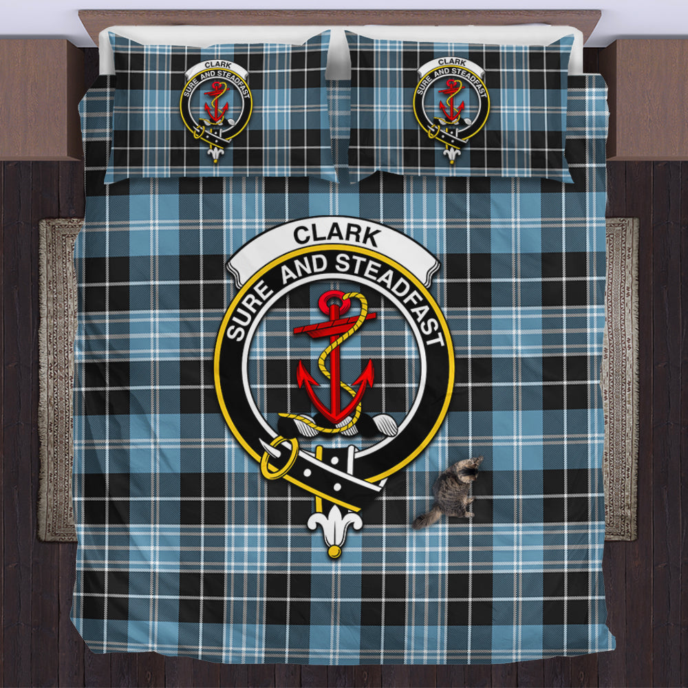 Clark Ancient Tartan Bedding Set with Family Crest US Bedding Set - Tartan Vibes Clothing