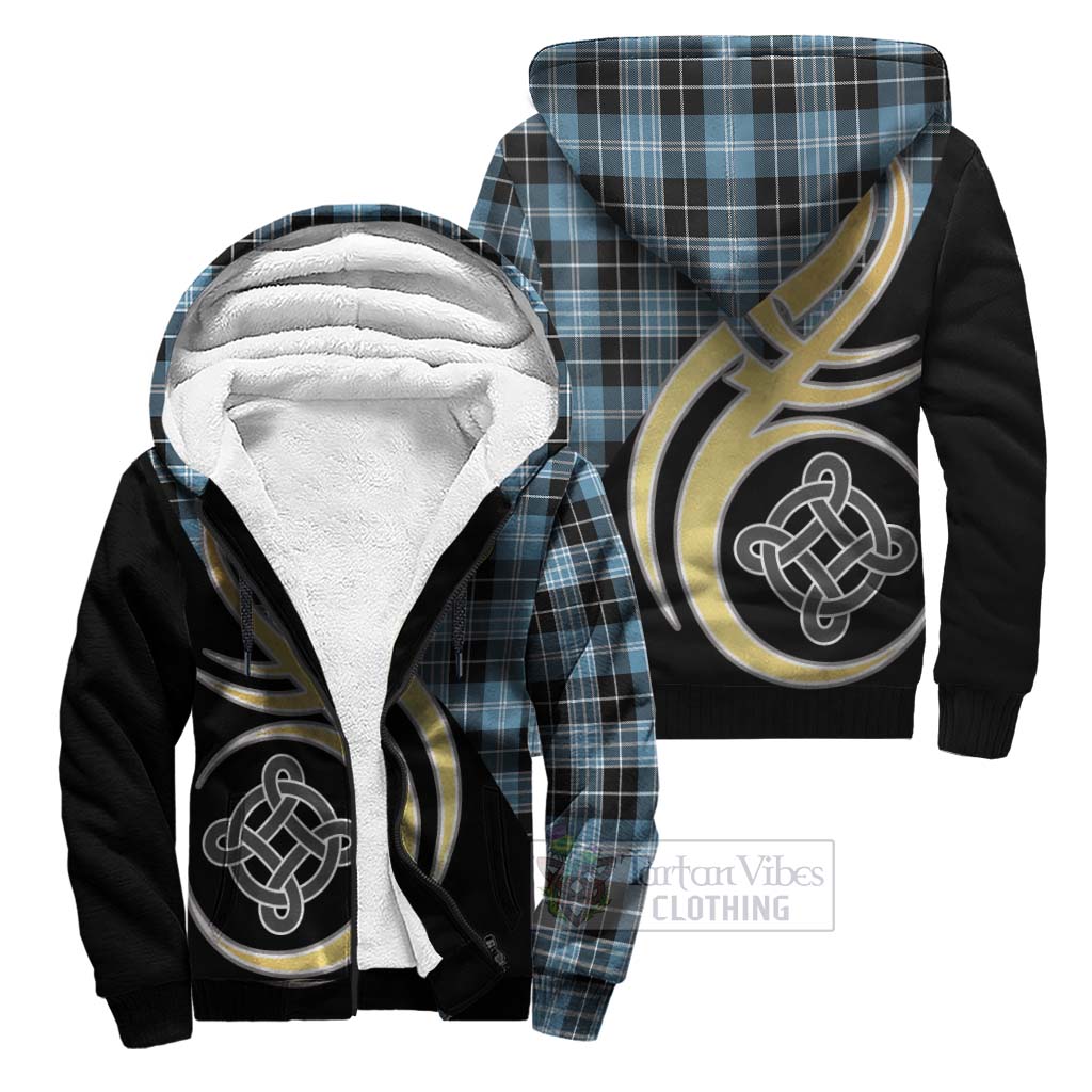 Clark Ancient Tartan Sherpa Hoodie with Family Crest and Celtic Symbol Style Unisex S - Tartan Vibes Clothing