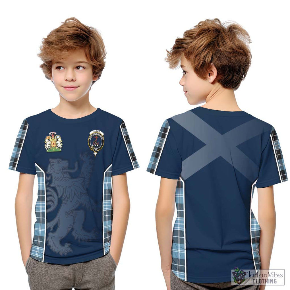 Clark Ancient Tartan Kid T-Shirt with Family Crest and Lion Rampant Vibes Sport Style Youth XL Size14 - Tartan Vibes Clothing