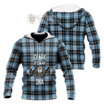 Clark Ancient Tartan Knitted Hoodie with Family Crest DNA In Me Style