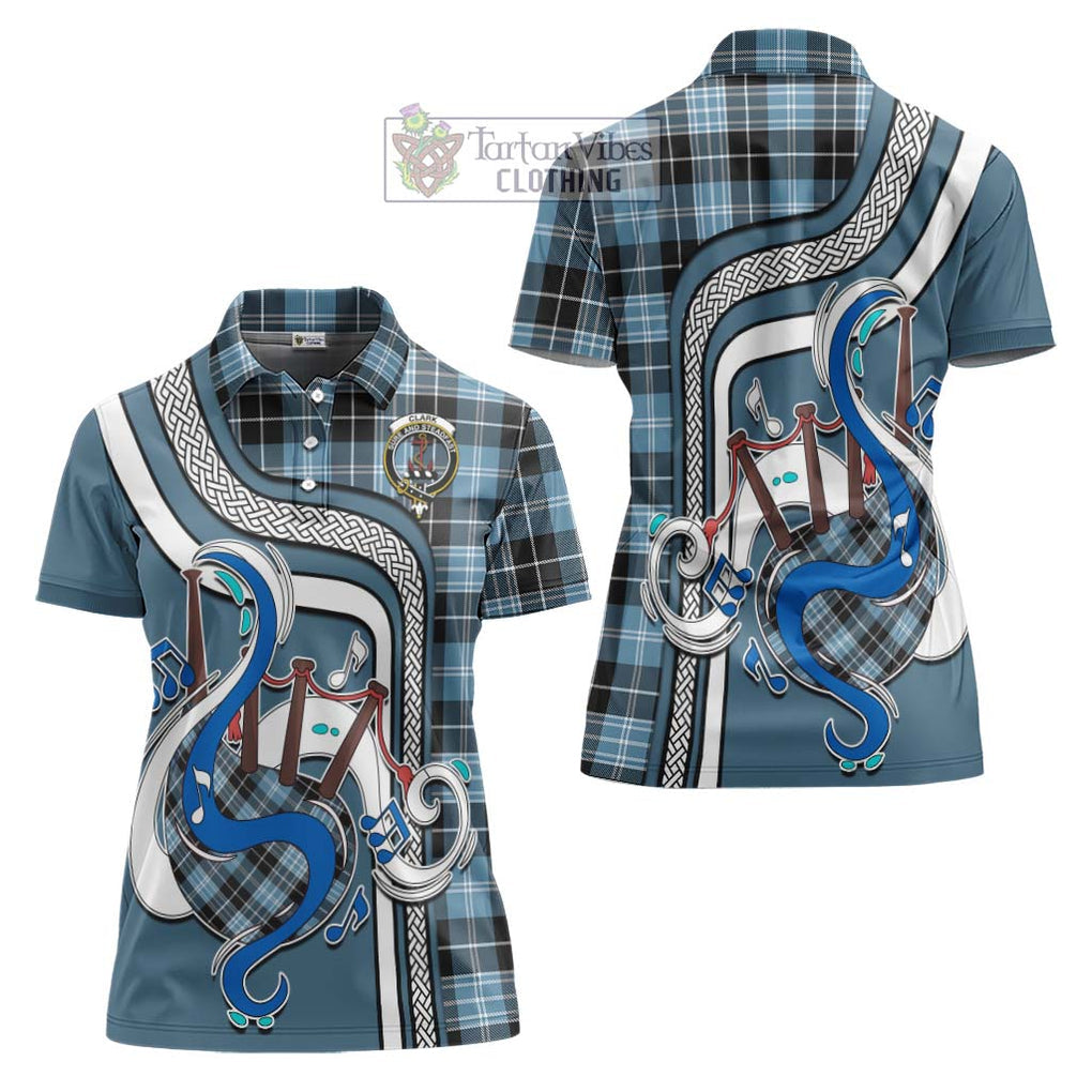 Clark Ancient Tartan Women's Polo Shirt with Epic Bagpipe Style Women - Tartanvibesclothing Shop