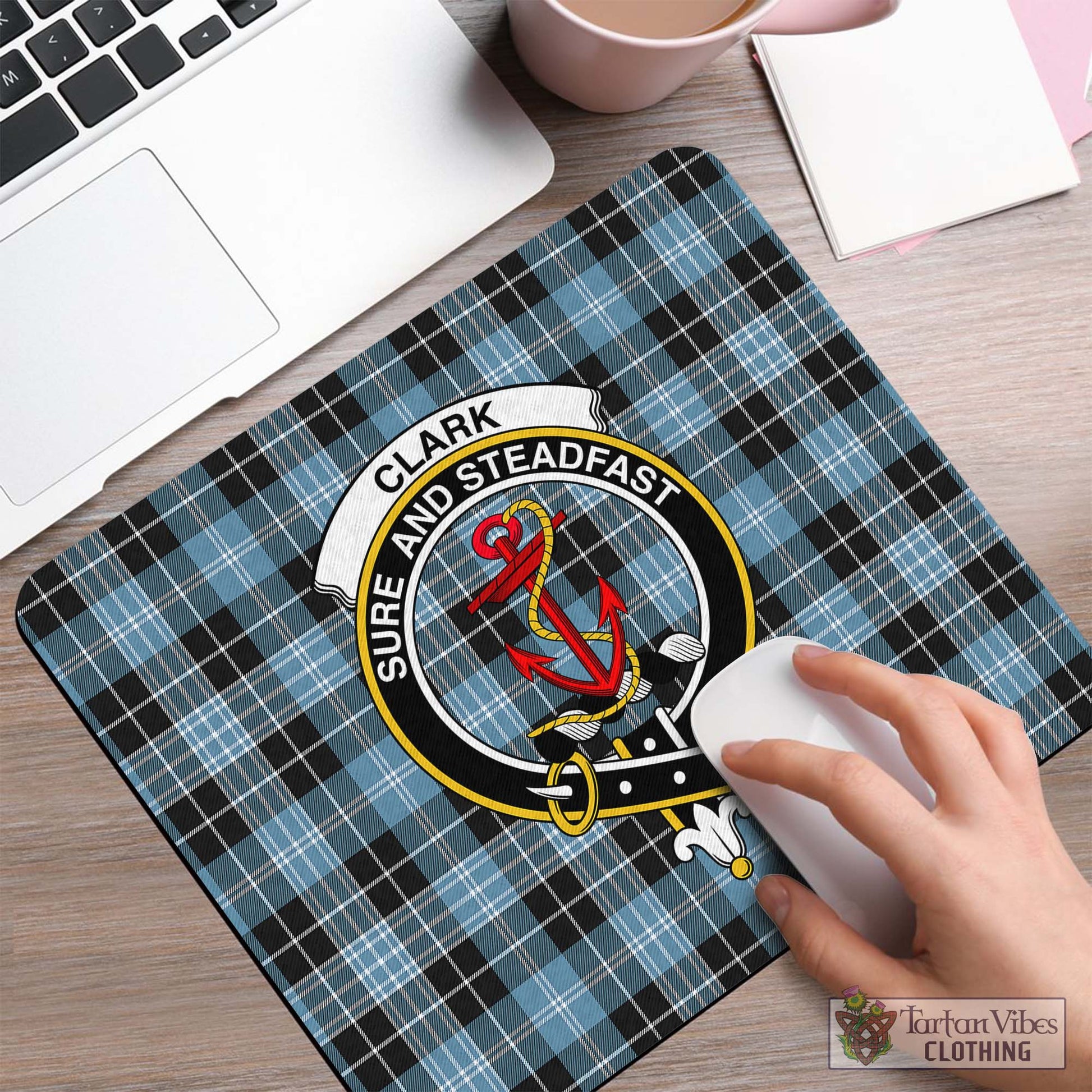 Tartan Vibes Clothing Clark Ancient Tartan Mouse Pad with Family Crest