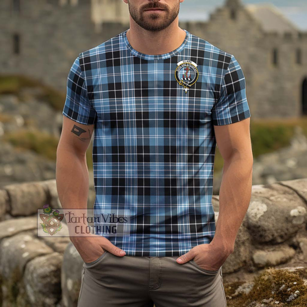 Clark Ancient Tartan Cotton T-Shirt with Family Crest Men's Shirt - Tartanvibesclothing Shop