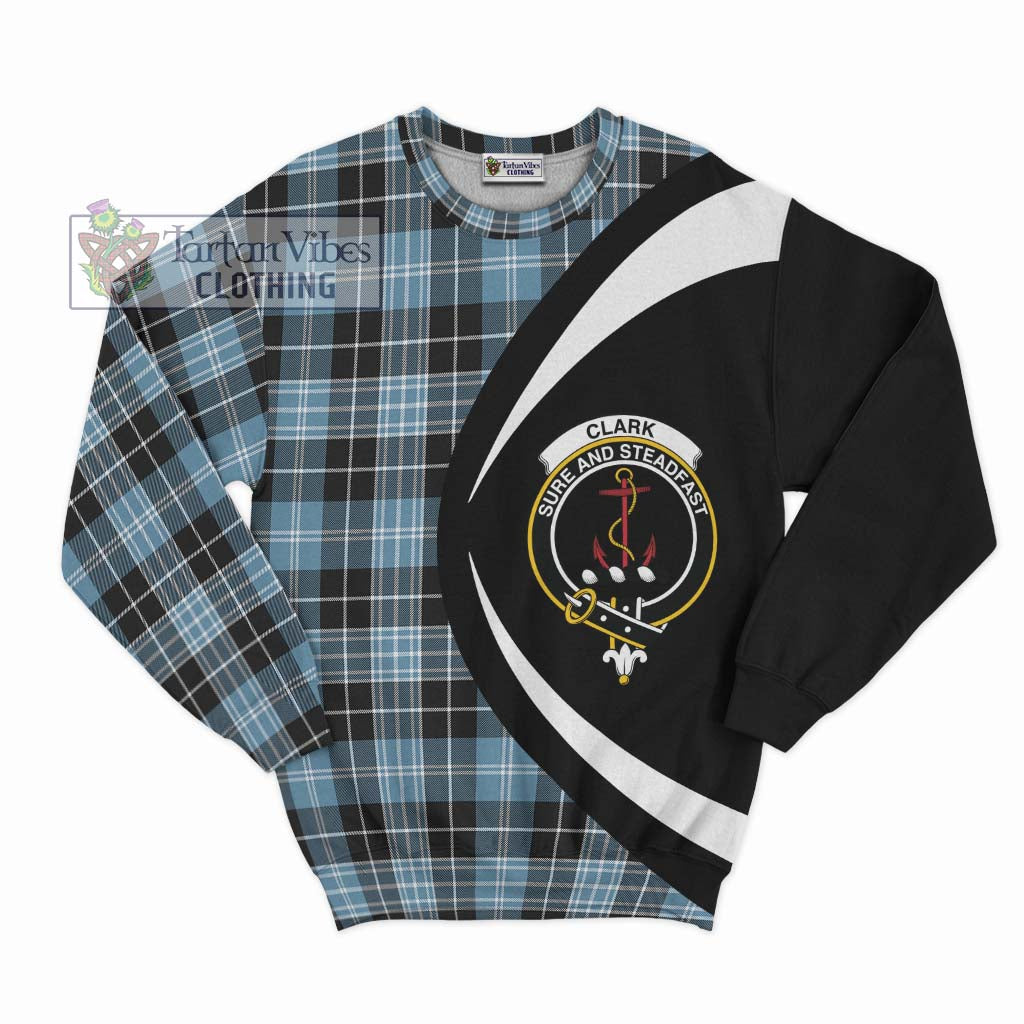 Clark Ancient Tartan Sweatshirt with Family Crest Circle Style Unisex - Tartan Vibes Clothing