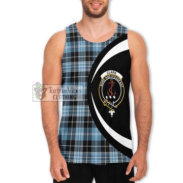 Clark Ancient Tartan Men's Tank Top with Family Crest Circle Style