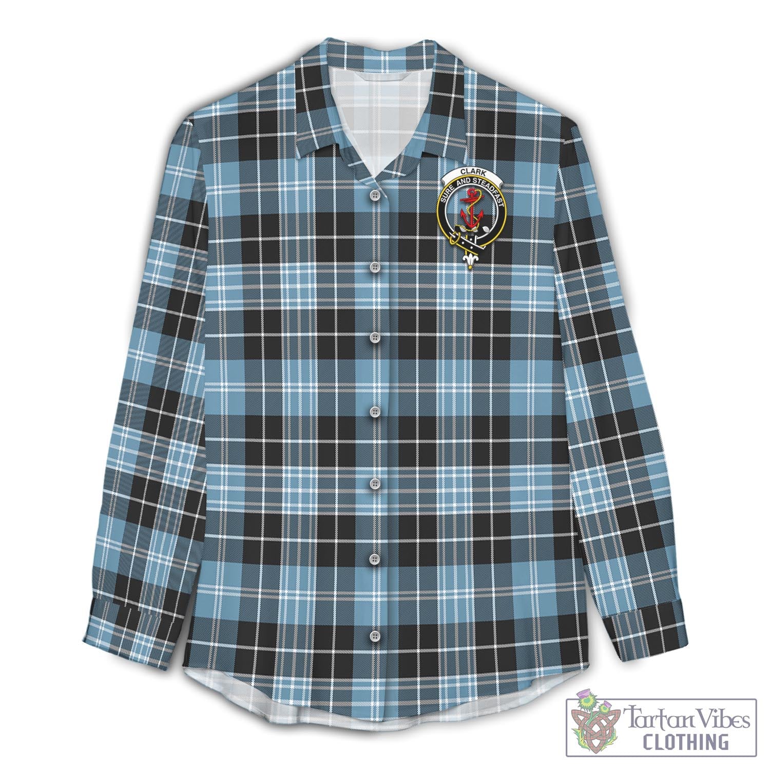 Tartan Vibes Clothing Clark Ancient Tartan Womens Casual Shirt with Family Crest