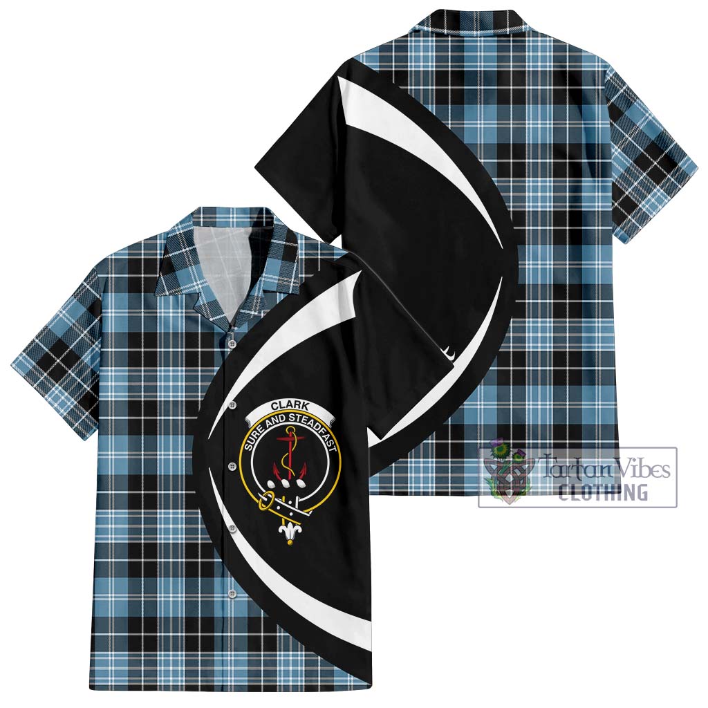 Clark Ancient Tartan Short Sleeve Button Up with Family Crest Circle Style Kid - Tartan Vibes Clothing