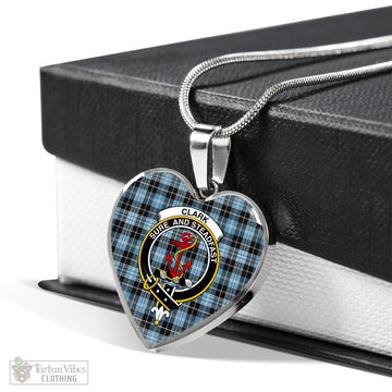 Clark Ancient Tartan Heart Necklace with Family Crest