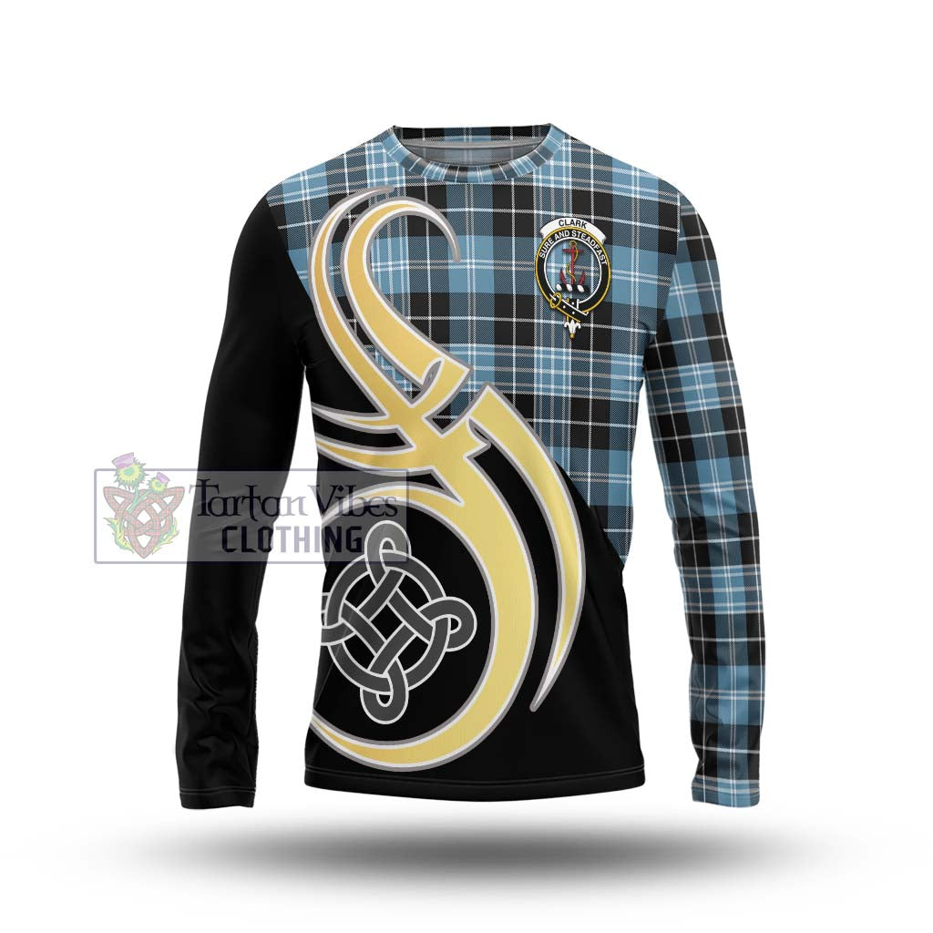 Clark Ancient Tartan Long Sleeve T-Shirt with Family Crest and Celtic Symbol Style Unisex - Tartan Vibes Clothing