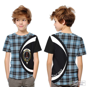 Clark Ancient Tartan Kid T-Shirt with Family Crest Circle Style